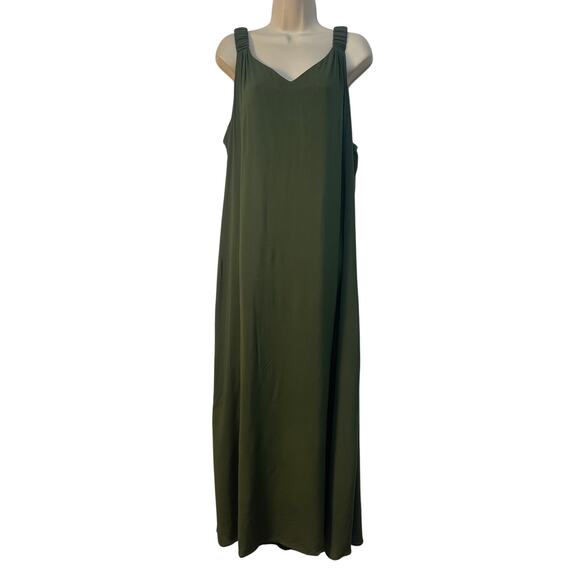 Vince Camuto Sleeveless Summer Maxi Dress Side Slits Large Olympic Green NWT - Picture 1 of 10